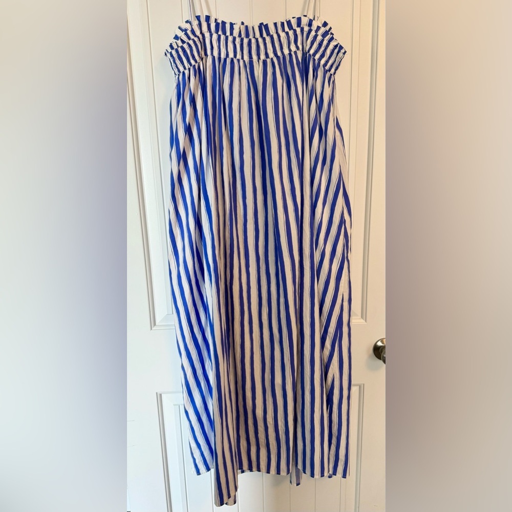 Madewell Blue & White Vertical-Stripe Spaghetti Strap Maxi Dress - Picture 11 of 11